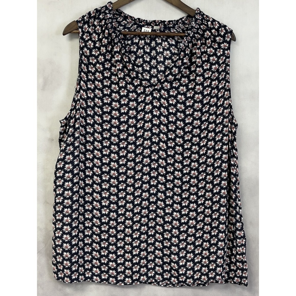 Gap Smocked Ruffle Floral Tank Top Women XL Boho Flowy Cottage Coastal Romantic